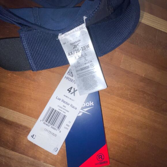 Reebok Lux Vector Medium Impact Racerback Bra Navy 4X - Picture 7 of 8